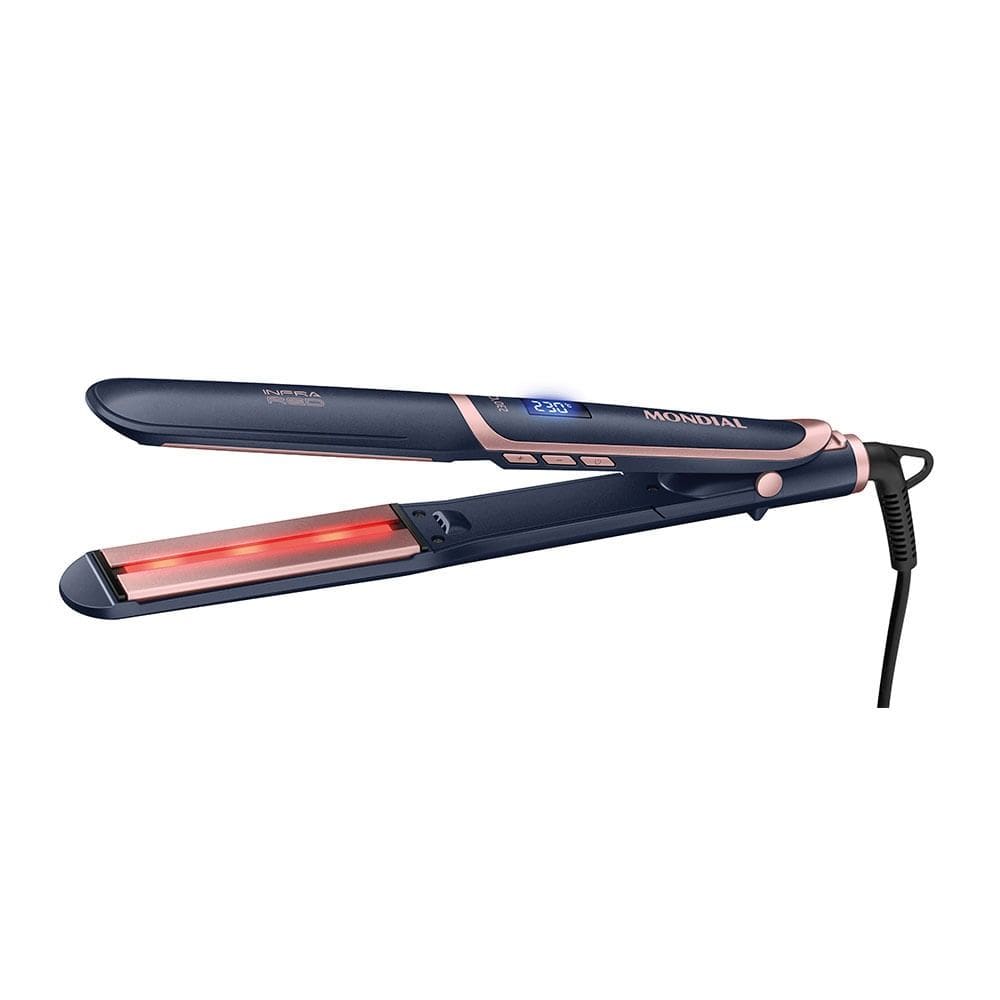 Prancha Mondial Alisadora Tourmaline Ceramic P-01-IR Azul/Golden Rose Bivolt