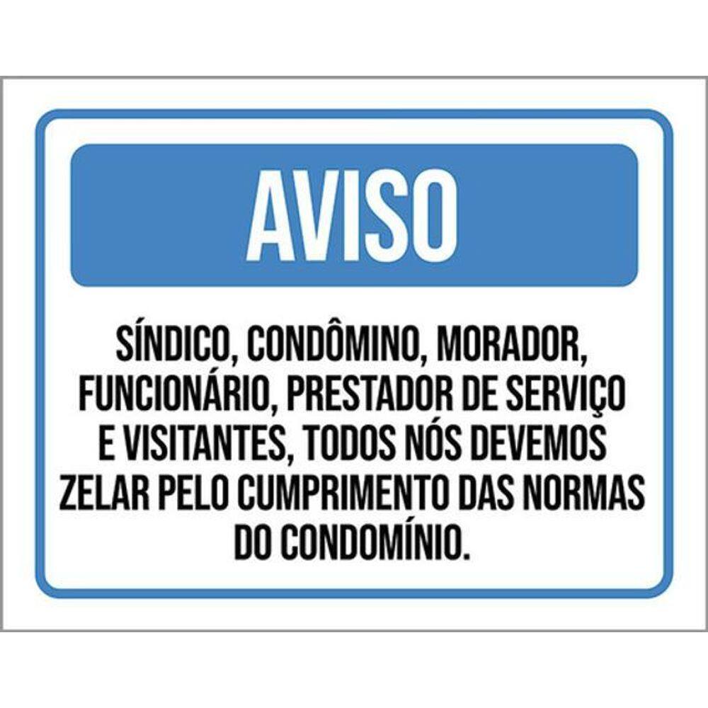 Kit 3 Placa Sóindico Condômino Morador Funcionário 36X46