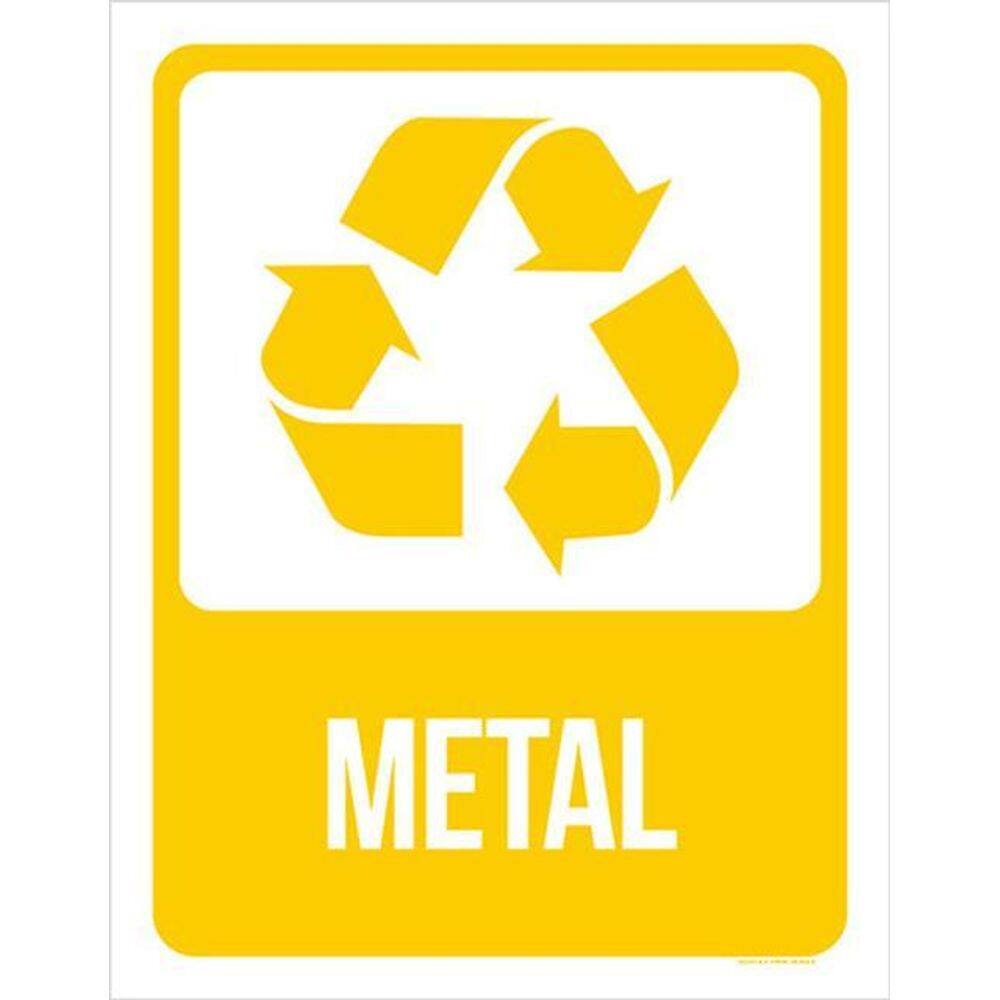Kit 3 Placas Lixo Amarela Metal 36X46