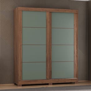 Guarda-Roupa Solteiro Montana 2 Portas 2 Gavetas Freijo Rustico/Preto/Green Fosco - Atualle Móveis
