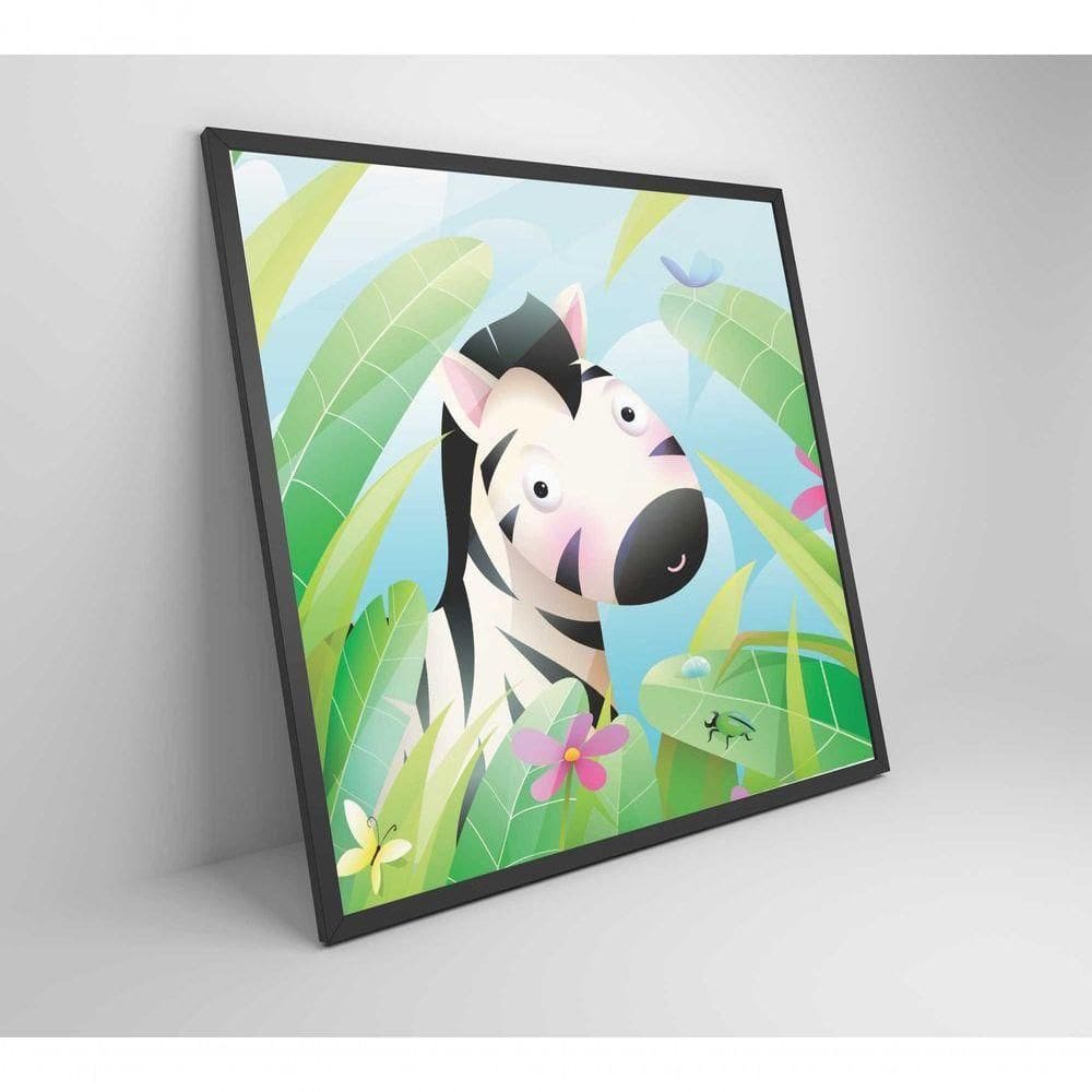 Quadro Infantil Zebra Medidas 40x40 Cm Impressão Vidro Acrílico