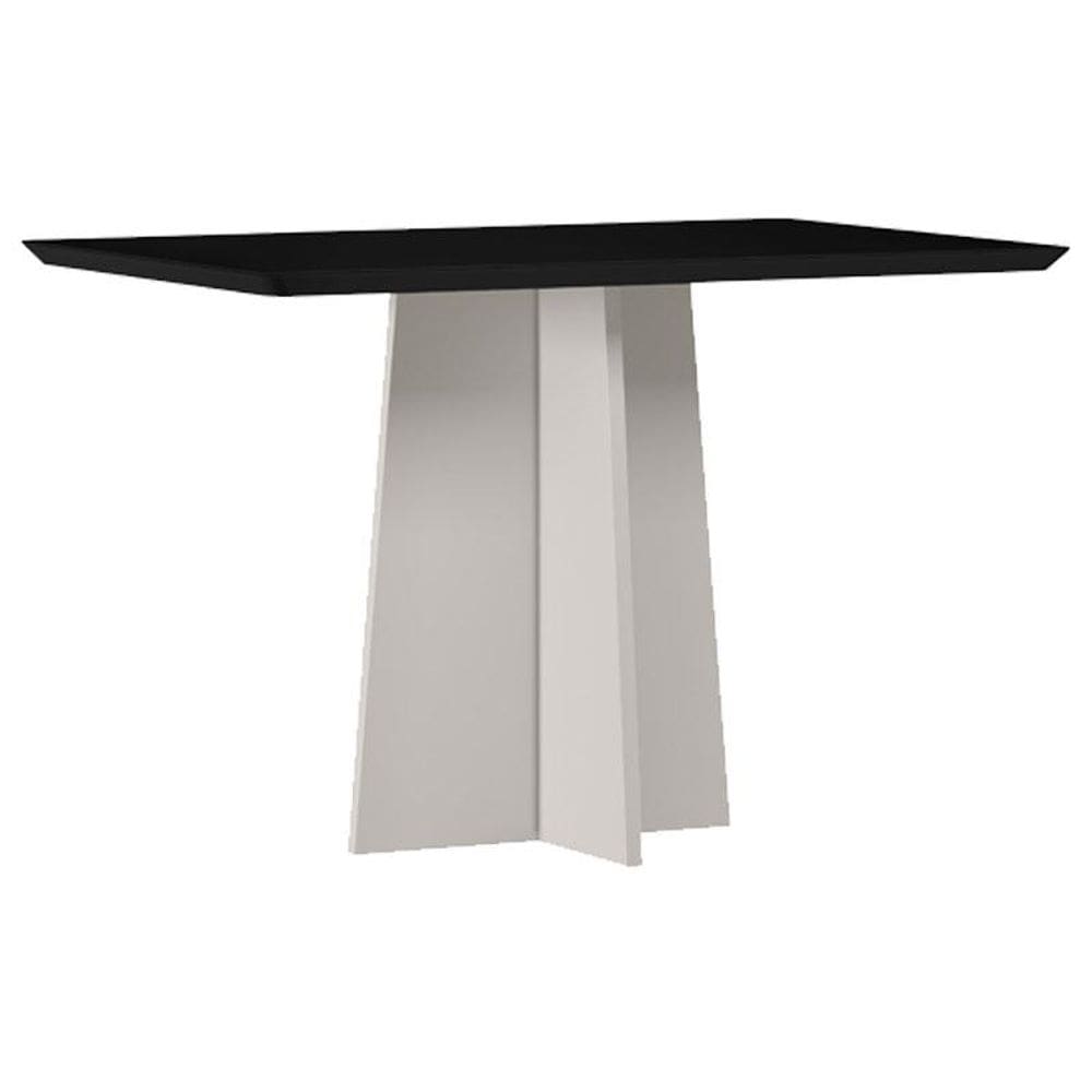 Mesa de Jantar Anitta 120x80 cm com Vidro Off White Preto - New Ceval