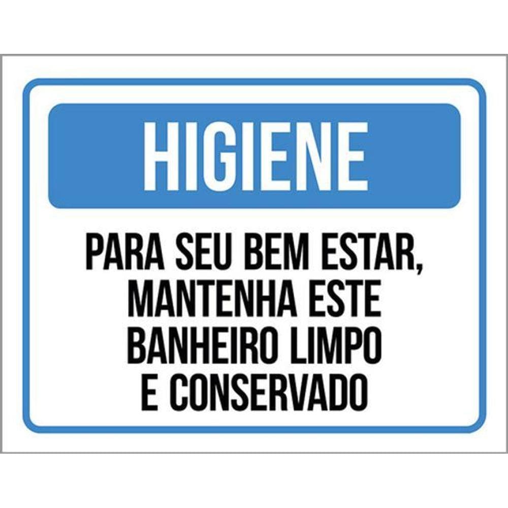 Kit 3 Placa Higiene Mantenha Banheiro Limpo Organizado 36X46