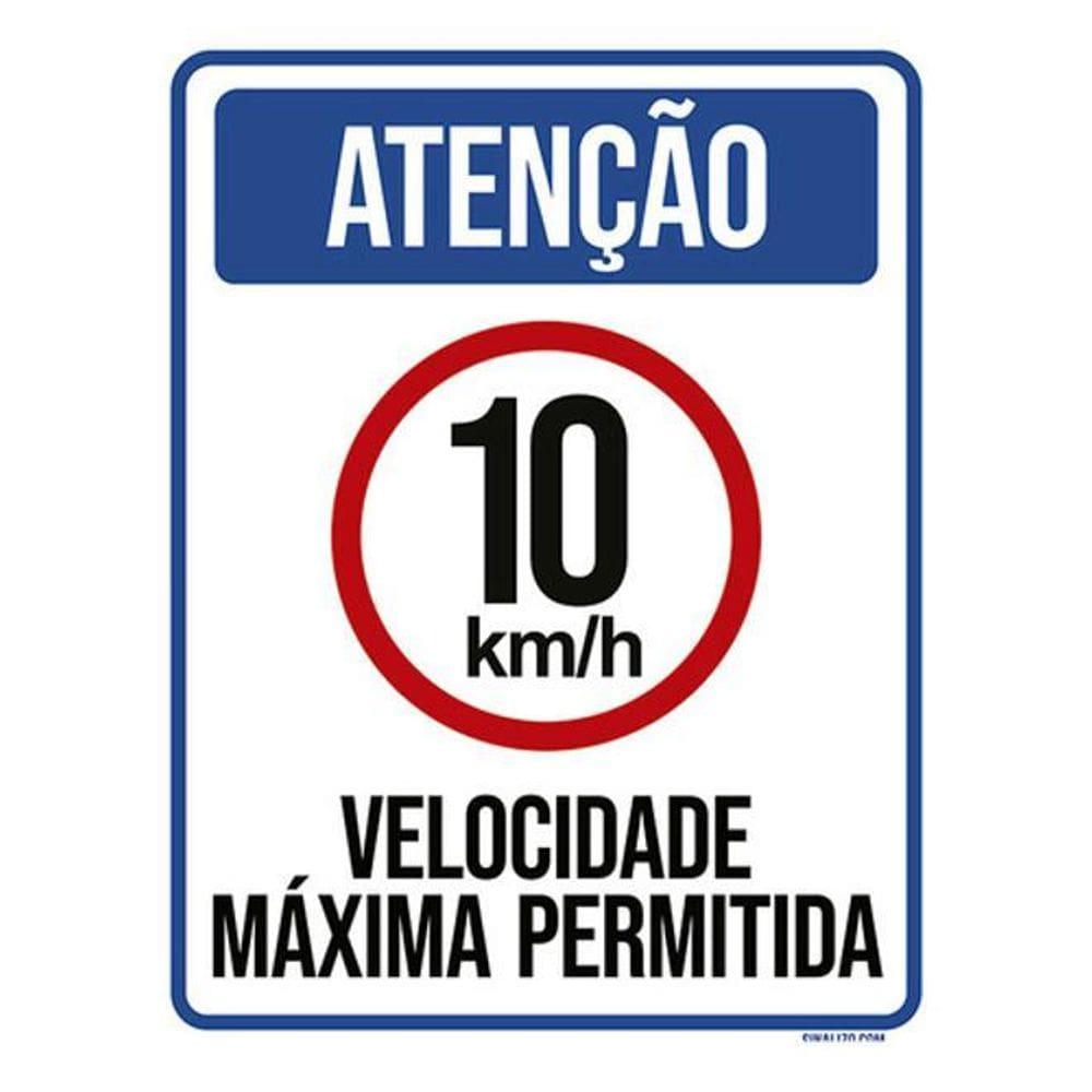 Kit 3 Placas Velocidade Máxima Permitida 10Km 36X46
