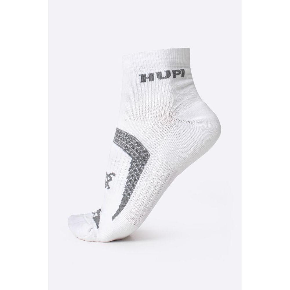 Meia HUPI Running Pro Prime Branco e Cinza - Tamanho Plus 42-46