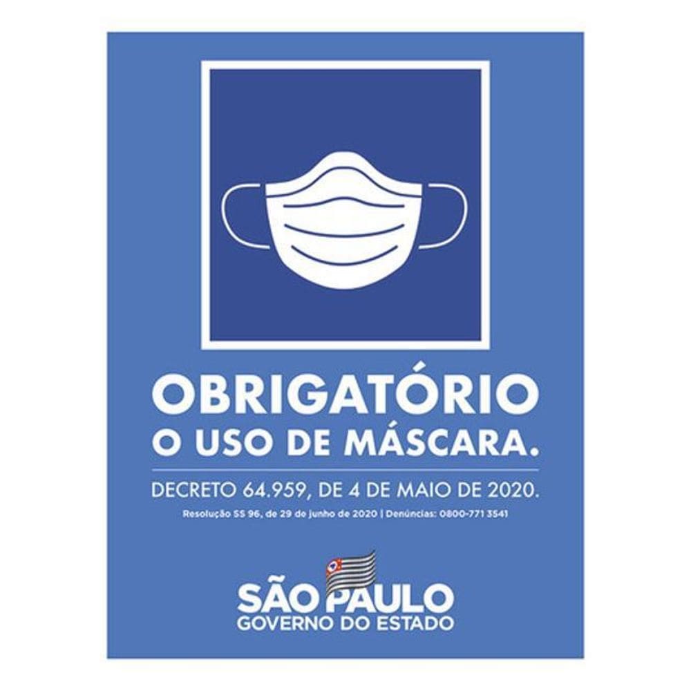 Kit 3 Placas Obrigatório Uso Máscara Governo 36X46