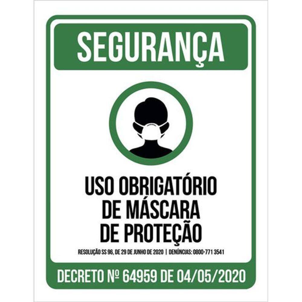 Kit 3 Placas De Segurança Uso Obrigatório De Máscara 36X46