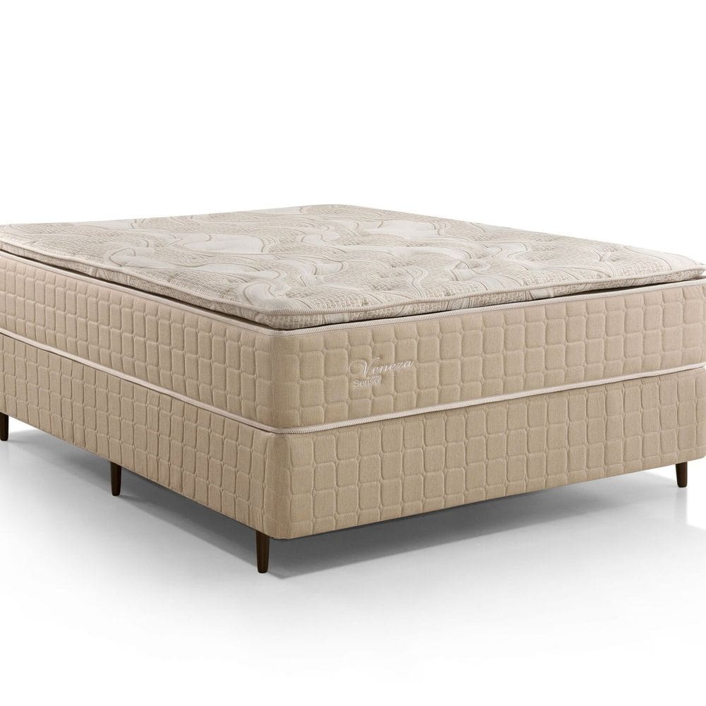 Colchão Molas ensacadas Veneza One Face Pillow Top Americano Molas Ensacadas Individualmente 138x35x188 Bege