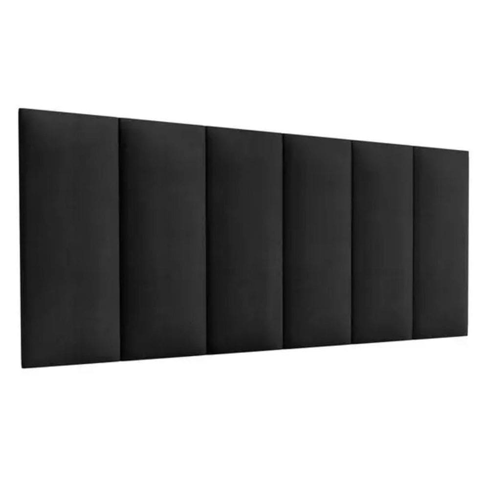 Cabeceira Estofada Casal 1,40Cm Preto Sued Pérola Quarto
