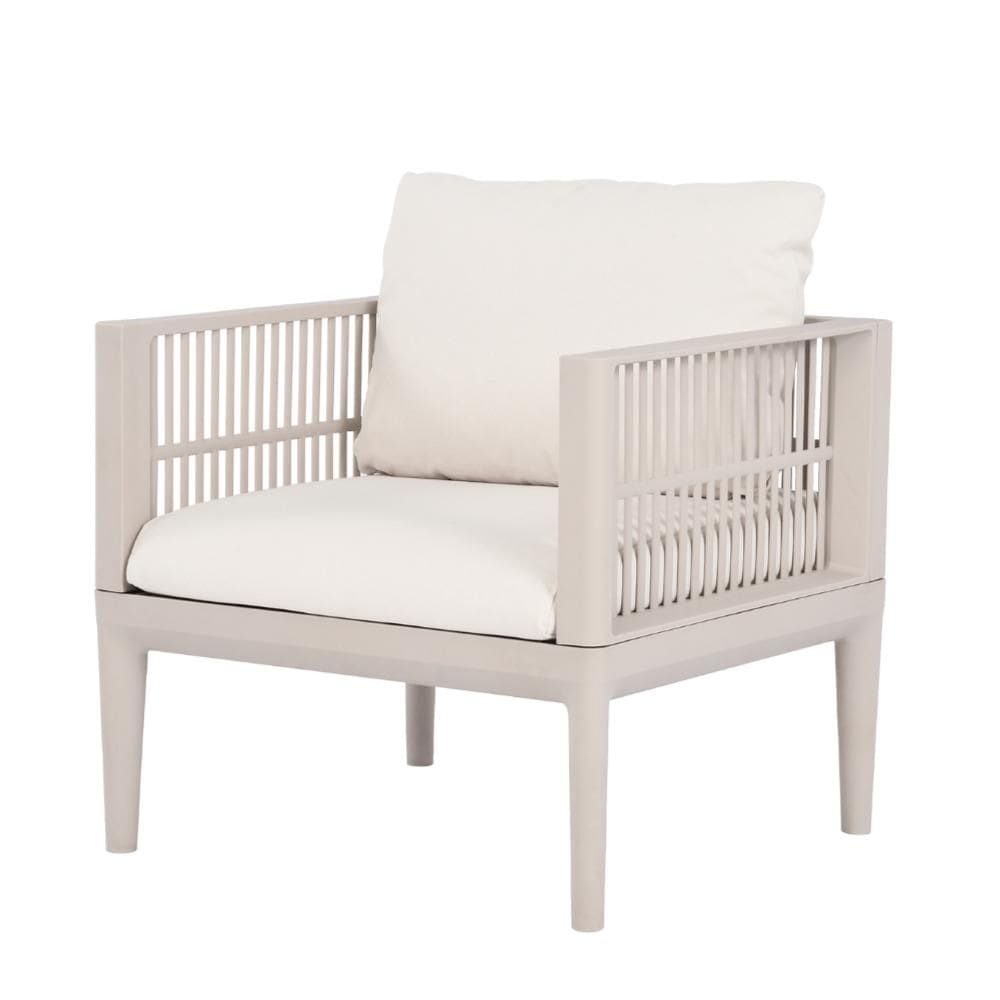 Poltrona MauÍ Fratini 68 cm (largura) Base Aço Assento Polipropileno Estofado Nude Resistente a Água