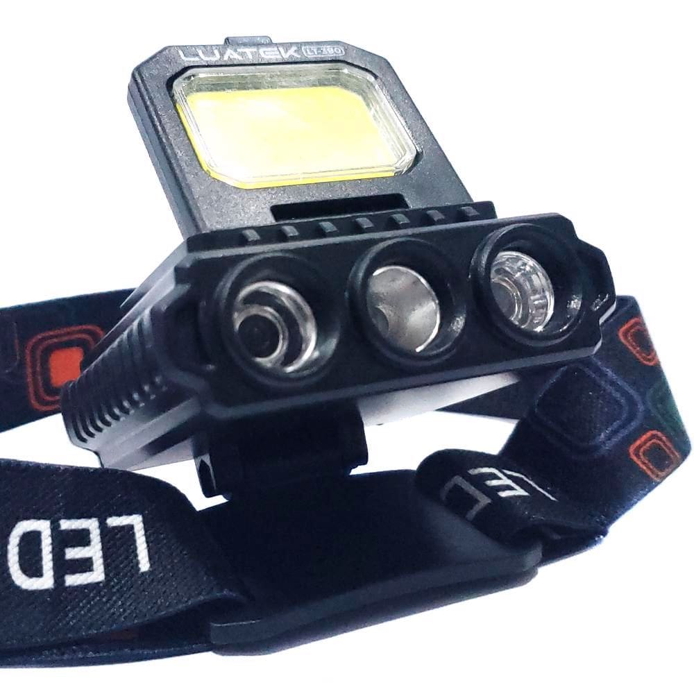 Lanterna de Cabeça de Sensor com COB e LED - Luatek LT-390