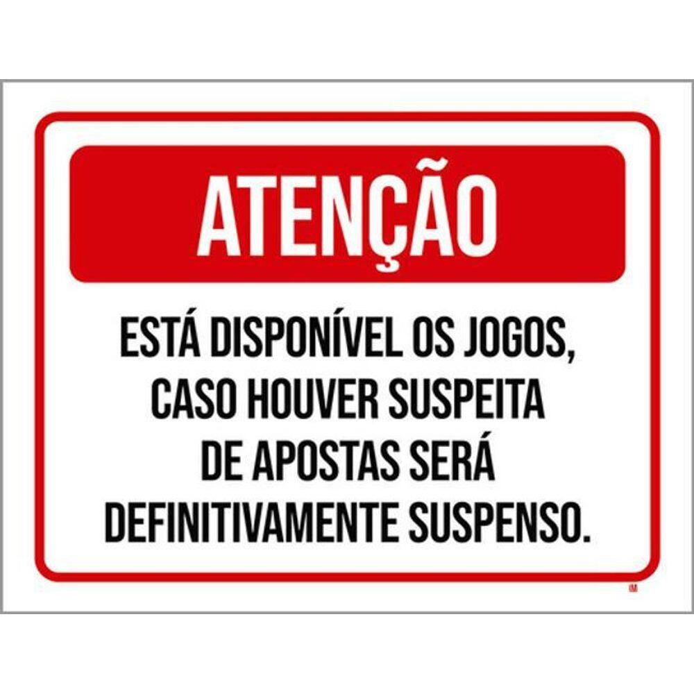 Kit 10 Placa Disponível Jogos Apostas 36X46