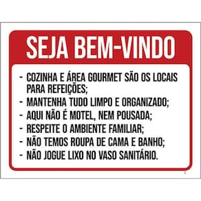 Kit 3 Placa Bem Bindo Regras Do Airbnb Cozinha Gourmet 36X46