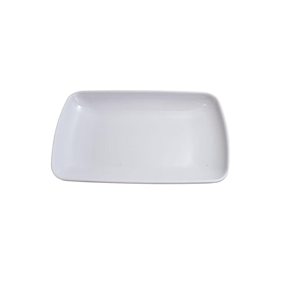 Prato Bandeja Plástica Melanina Retangular Branca 21Cm-1Un