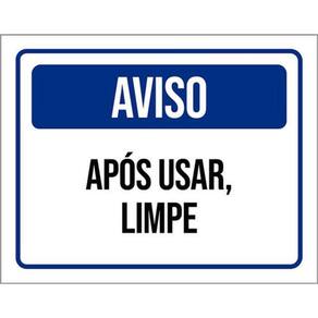 Kit 10 Placas Aviso Após Usar Limpe Azul 36X46