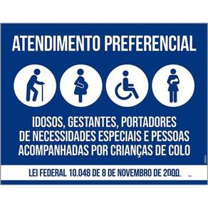 Kit 10 Placas Azul Atendimento Preferencial 36X46