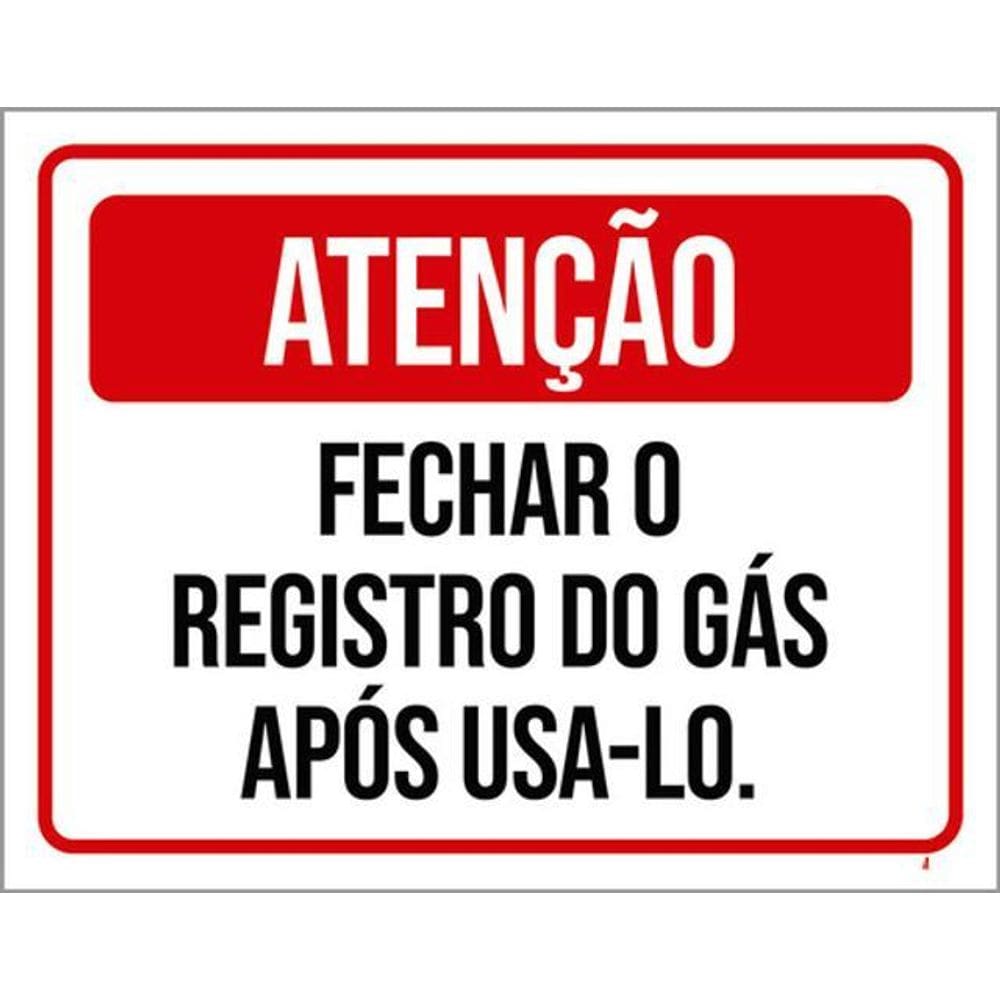 Kit 10 Placas Fechar Registro Gás Após Usa-Lo 36X46