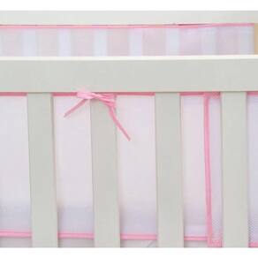 Protetor Lateral Tela Para Berço Americano Respirável Rosa