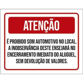 Kit 3 Placa Proibido Automotivo Encerramento Aluguel 36X46