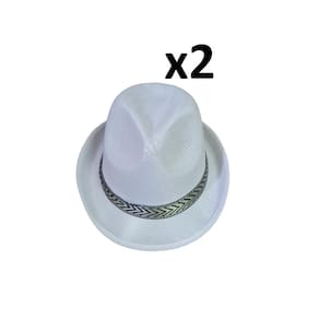 Chapéu Estilo Malandro Branco De Tecido Aba Curta- Kit 2Un
