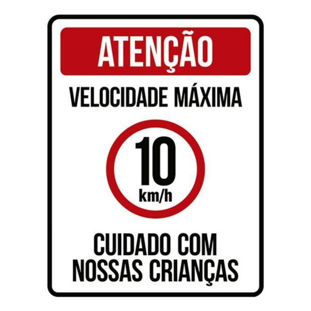 Kit 10 Placas Velocidade Máxima 10Km Crianças 36X46