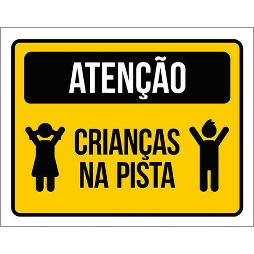 Kit 10 Placas Atenção Crianças Na Pista 36X46