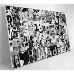 Quadro Colagem De Letras Em Preto E Branco Medidas 120x80 Cm Impressão Tecido Canvas