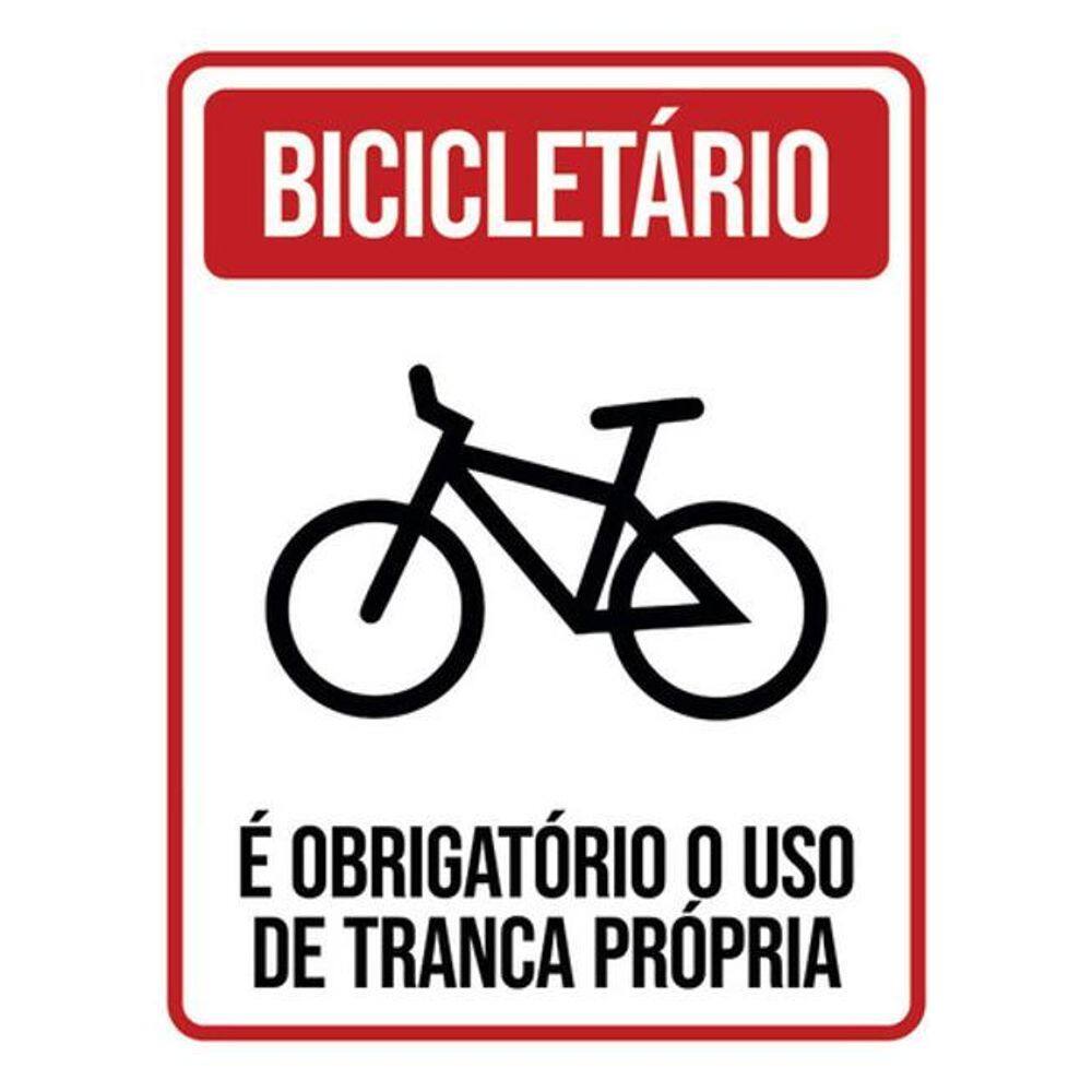 Kit 10 Placa Bicicletário Obrigatório Tranca Própria36X46