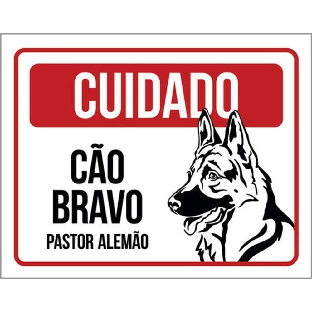 Kit 10 Placas Cuidado Cão Bravo Pastor Alemão Pb 36X46