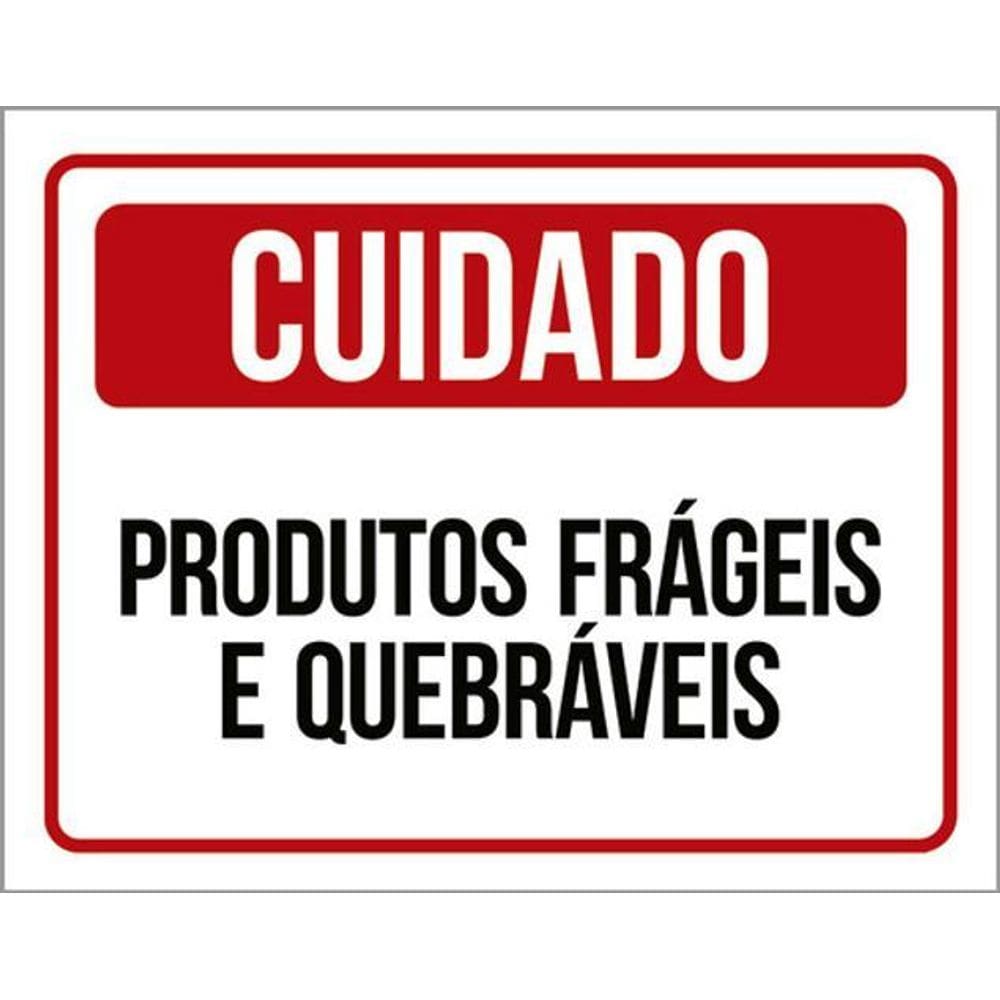 Kit 10 Placas Cuidado Produtos Frágeis Quebráveis 36X46