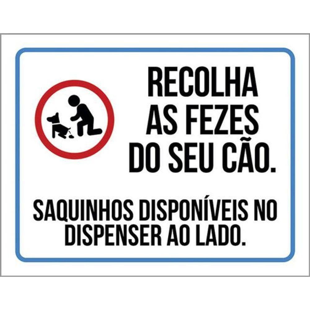 Kit 10 Placas Recolha Fezes Cão Saquinhos Disponíveis 36X46