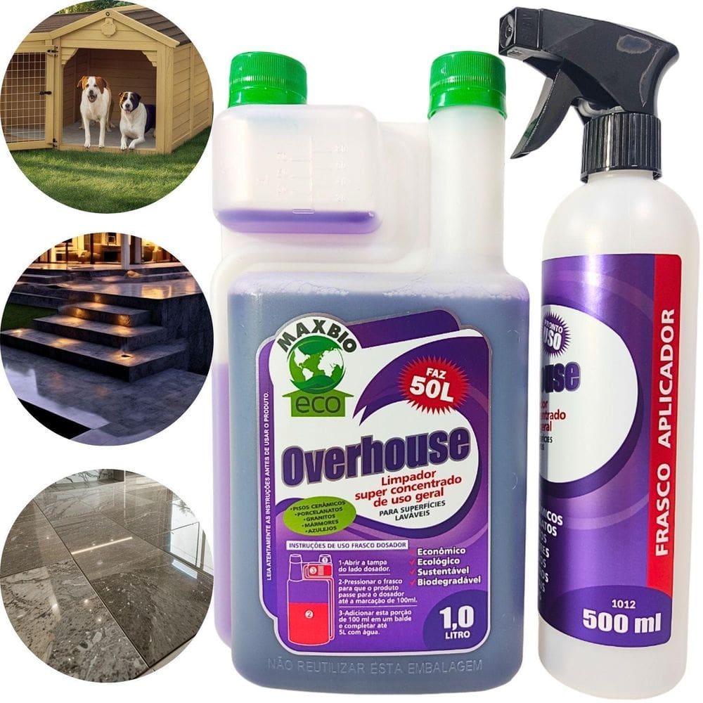 Limpador Concentrado Overhouse Ecológico 1L + Aplicador