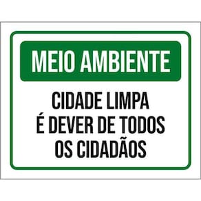 Kit 10 Placa Meio Ambiente Cida Limpa É Dever Todos 36X46
