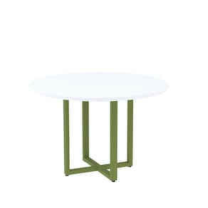 Mesa de Reunião Redonda 100cm Mrr1100p25tub Branco/Verde Miró