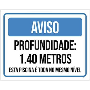 Kit 3 Placas Aviso Profundidade 1 E 40 Metros Piscina 36X46
