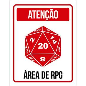Kit 10 Placas Decorativa Dado D20 Atenção Área De Rpg 36X46