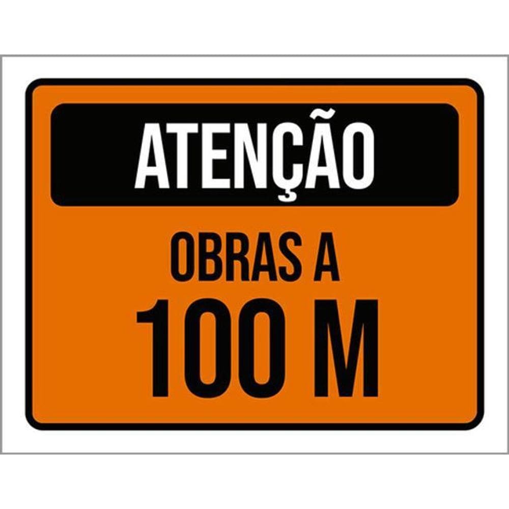 Kit 10 Placas De Atenção Obras A 100 Metros 36X46