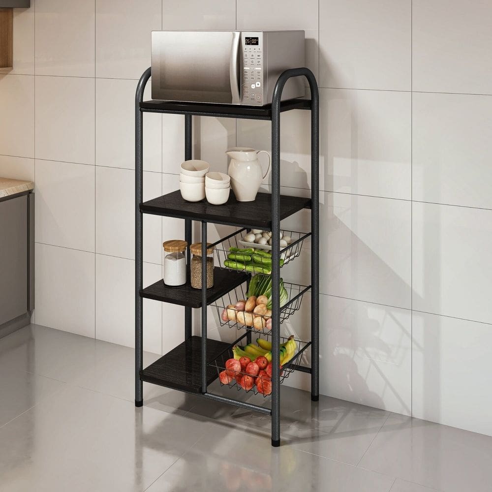 Fruteira para Cozinha Camila Fruteira em Aço com 3 Cestos Preto