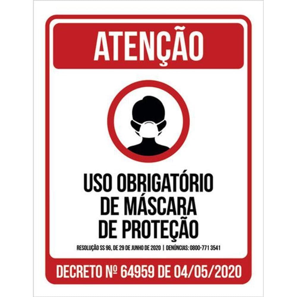 Kit 3 Placa Obrigatório Máscara Proteção 36X46
