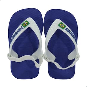 Chinelo Bebe Havaianas Baby Brasil Logo Azul e Branco