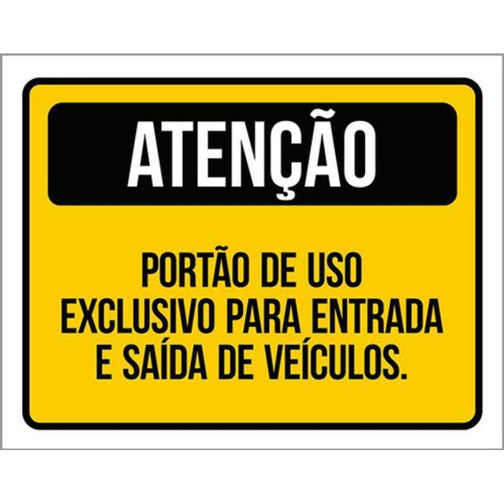 Kit 3 Placa Portão Exclusivo Entrada Saída Veículos 36X46