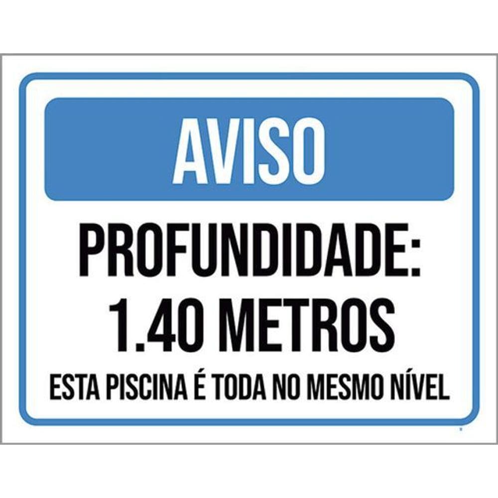 Kit 3 Placas Aviso Profundidade 1 E 40 Metros Piscina 36X46