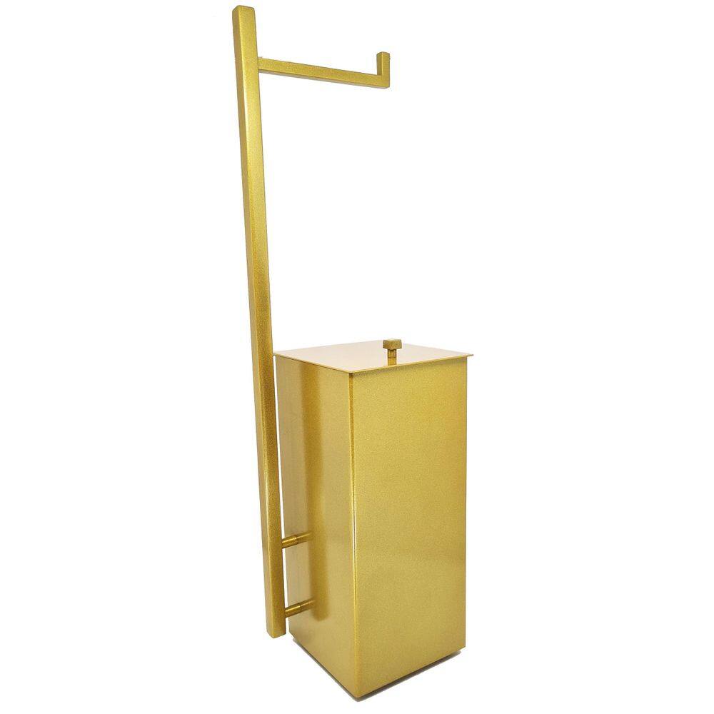 Cesto De Lixo Com Papeleira Dourado Inox