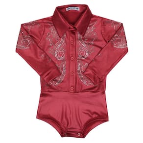 Body Infantil Bordado com Strass Vermelho Country City 36877