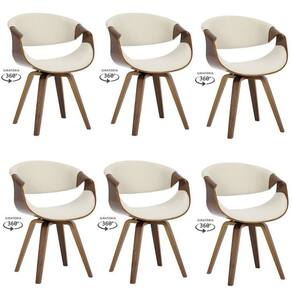 Kit com 6 Cadeiras Nicole Giratória para Sala de Jantar Creme