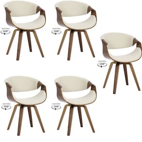 Kit com 5 Cadeiras Nicole Giratória para Sala de Jantar Creme