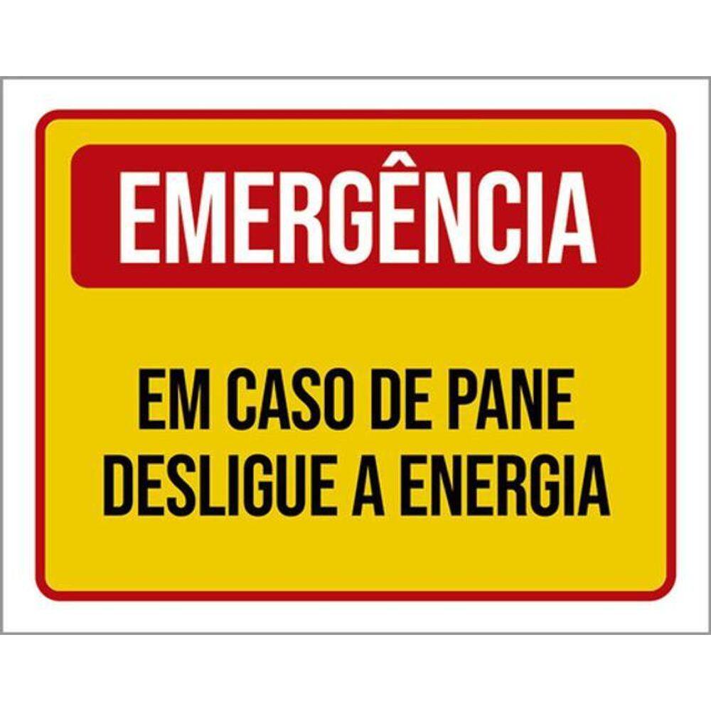 Kit 3 Placas Emergência Em Caso Pane Desligue Energia 36X46