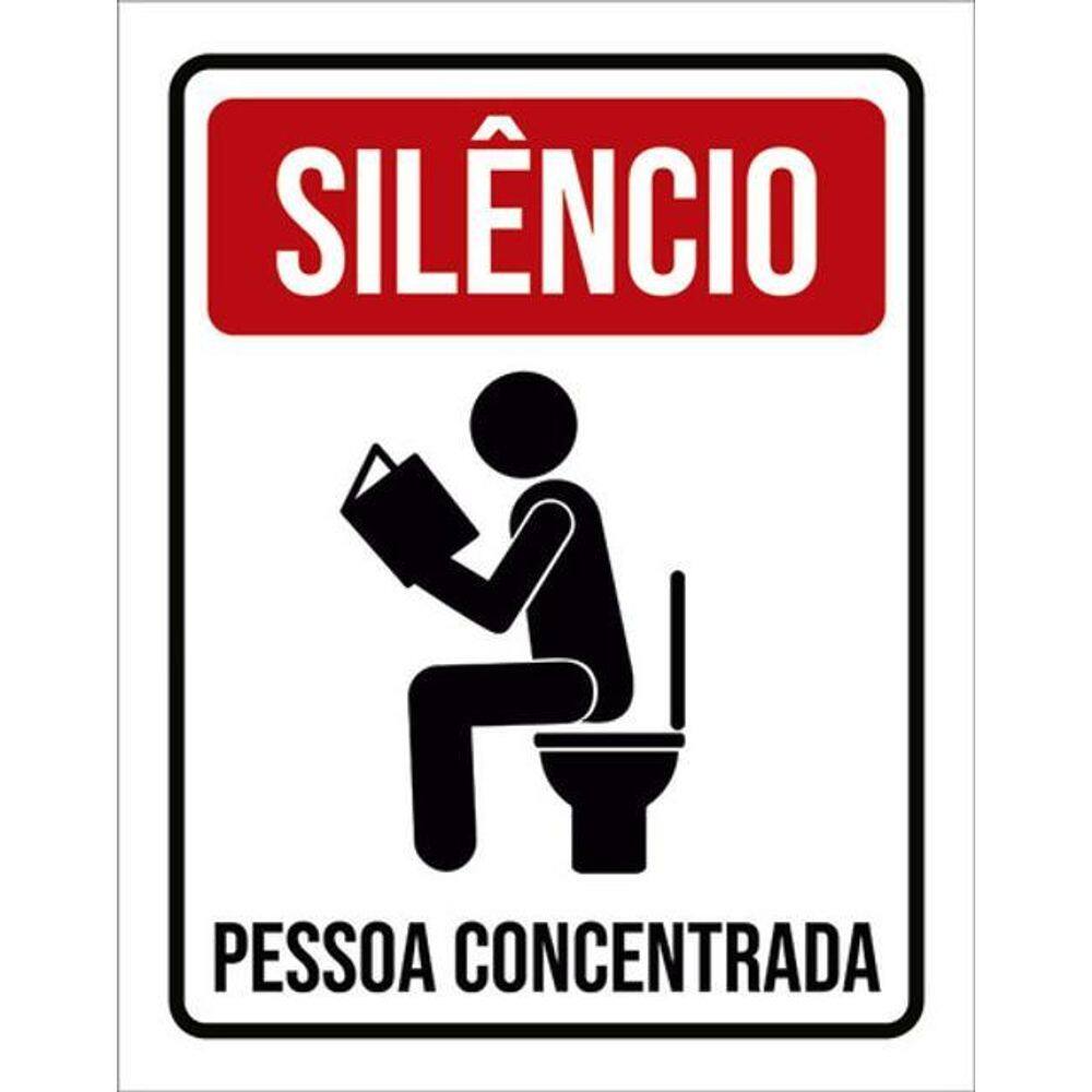 Kit 3 Placa Decorativa Silêncio Pessoa Concentrada 36X46