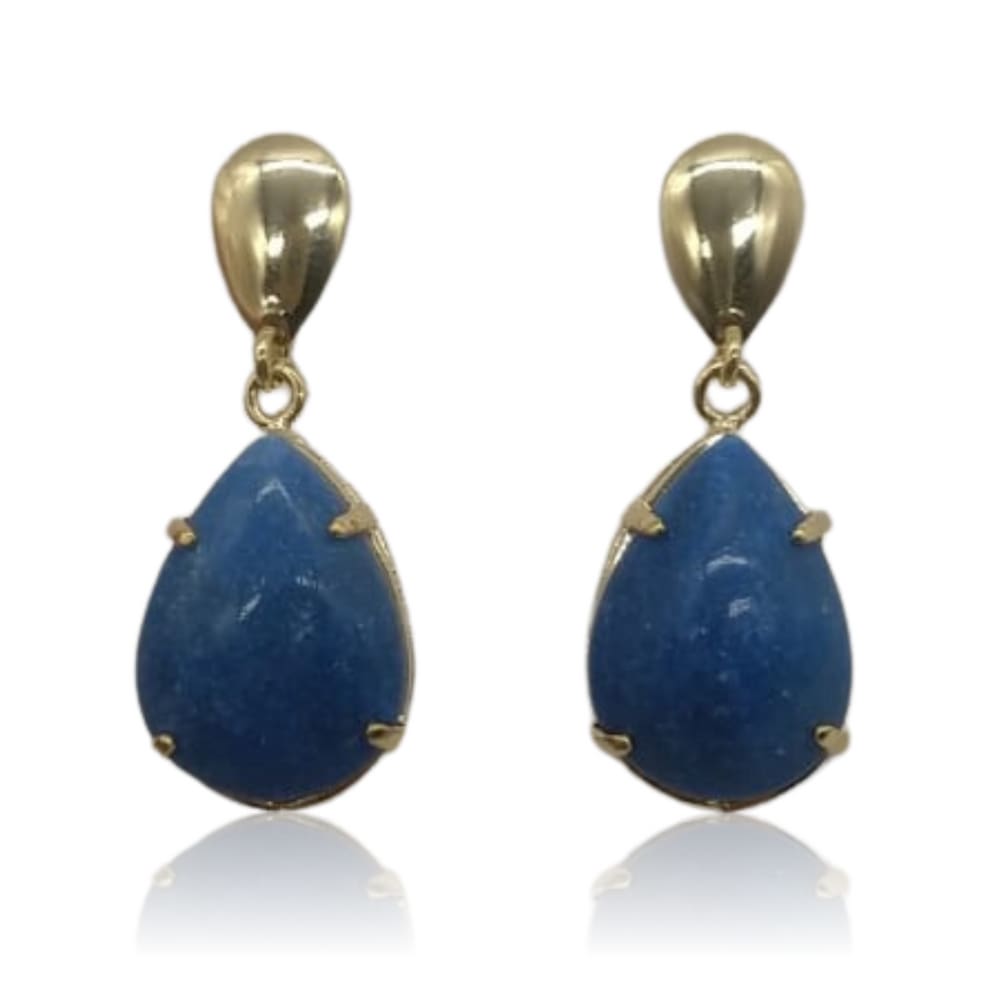 Brinco de Pedra Quartzo Azul - Cravejado M