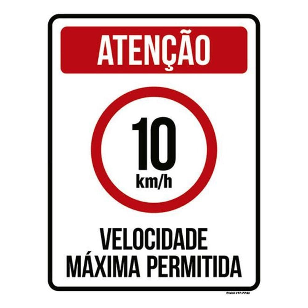 Kit 5 Placas Velocidade Máxima 10Km Máximo 36X46